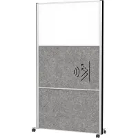 MAUL Stellwandsystem MAULconnecto, 2x Akustikvlies dunkel, 1x Whiteboard, Klettverbindung, auf Rollen, H 1800 x B 1000 mm, silber