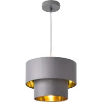 Lux.pro Hängeleuchte E27 Deckenleuchte Hängelampe 30 cm Metall Stoff Grau-Gold []