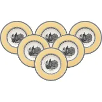 Villeroy & Boch Suppenteller "Suppenteller Audun Chasse ø 24,2 cm 6er Set weiß-grau-gelb"