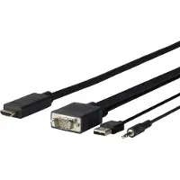 VivoLink PROVGAHDMI1, 1 m, HDMI Typ A (Standard), VGA (D-Sub) + 3.5mm + USB Type-A, Stecker, Stecker, Gerade