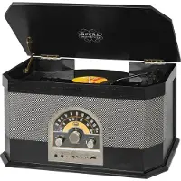 Trevi TT 1040 BT, Silber, Schwarz, 33,45,78 RPM, Drehregler, AM,FM, MP3, AC