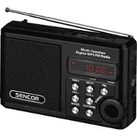 Sencor SRD 215 B, Analog, FM, 88 - 108 MHz, 2 W, Schwarz, 230 V