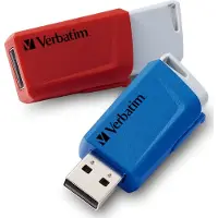 Verbatim USB 3.2 Stick 32GB, Store'n'Click, rot-blau Typ-A, (R) 80MB/s, (W) 25MB/s, Retail-Blister (3-Pack)