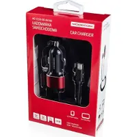 Modecom CU2K-09 Kfz Ladegerät, Schwarz, USB Port, integriertes Micro-USB Kabel, passend für PKW und LKW 12-24 V