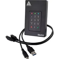 Apricorn Aegis Fortress L3, 2 TB, USB Typ-A auf USB Typ-C, 3.2 Gen 1 (3.1 Gen 1), Passwortschutz, Schwarz