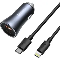 Baseus Goldener Kontakt Kfz-ladegerät 1xusb-a 1xusb-c Mit Lightning 3a 40w