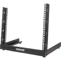 Intellinet 19 2-Pfosten Desktop-Laborgestell, 8 HE, Flatpack, schwarz, Freistehendes Gestell, 8U, 2,8 kg, Schwarz
