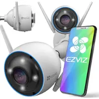 Ezviz H3 2K - WLAN-IP Überwachungskamera mit farbige Nachtsicht, KI-gestützte Personen- und Fahrzeugerkennung, Aktive Verteidigung mit Sirene und Stroboskoplicht
