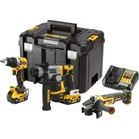 DeWalt Elektrowerkzeug-Set Combo 18V DCK355P2T mit Bohrschrauber DCD800, Bohrhammer DCH172 und Winkelschleifer DCG405