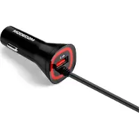 Modecom KULL ROYAL Kfz Ladegerät, Schwarz, 2.1 A Dual Port, passend für Smartphone, inklusive USB und Micro-USB Spiralkabel