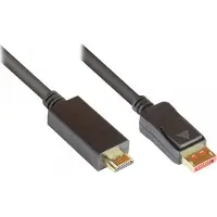 Alcasa Anschlusskabel DisplayPort 1.4 an HDMI 2.0, 4K @60Hz, vergoldete Kontakte, OFC, schwarz, 3m,