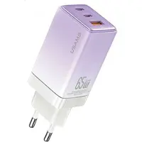 Usams Ład. Siec. 2Xusb-C+1Xusb 65W (Nur Kopf) Gan Pd3.0 +Qc3.0 Schnellladung Fioletowy/Gradient Purple Sandru Serie Cc180Tc03 (Us-Cc180)