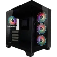 LC-Power 809B, Midi Tower, PC, Schwarz, ATX, EATX, micro ATX, Mini-ITX, Metall, Kunststoff, Gehärtetes Glas, Gaming