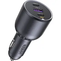 UGREEN 130W 3-Port Fast Car Char gray, Auto, Zigarettenanzünder, Grau