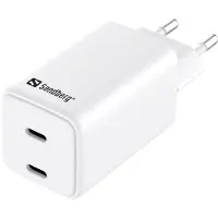 Sandberg AC Charger Dual USB-C PD65W EU, Drinnen, AC, 20 V, 3,25 A, 0 m, Weiß