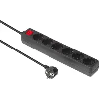 Microconnect MC-GRU00615BS, 1,5 m, Drinnen, Typ F, Schwarz, 6 AC-Ausgänge, 250 V
