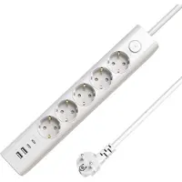Microconnect MC-GRU00515WS-USB, 1,5 m, Drinnen, Typ F, Weiß, VDE, RoHS, CE, 5 AC-Ausgänge