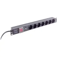 S-Impuls S/CONN maximum connectivity 09-25175, 1U, Aluminium, Kunststoff, Schwarz, 7 AC-Ausgänge, 2 m, 250 V