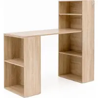 FineBuy Schreibtisch Sonoma mit Regal 120x120x53 cm Holz Modern Schreibtischregal Ablagefächer PC Tisch Computertisch Tisch Büro mit Aufbewahrung