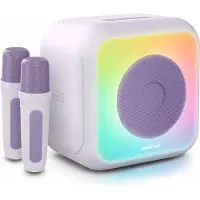 BigBen Interactive PARTY, Bluetooth Party Lautsprecher Karaoke mit 2 Mikrofonen 30W, Hellviolett