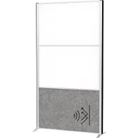 MAUL Stellwandsystem MAULconnecto, 1 x Akustikvlies dunkel, 2 x Whiteboard, Klettverbindung, Standfuß, H 1800 x B 1000 mm, silber