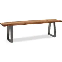 FineBuy Esszimmerbank Sitzbank Akazie Massivholz 180 cm Essbank Baumkante Chrom