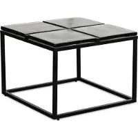 FineBuy Couchtisch Glas Metall 58x58x43,5 cm Sofatisch Schwarz Wohnzimmertisch Quadratisch Kleiner Kaffeetisch Modern Beistelltisch Anstelltisch