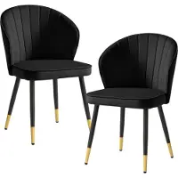FineBuy Esszimmerstuhl 2er Set Samt Schwarz Küchenstuhl mit Metallbeinen Schalenstuhl Skandinavisches Design Polsterstuhl Stoffbezug Stuhl Gepolstert