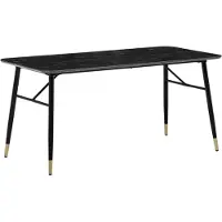 FineBuy Esszimmertisch 180 cm Schwarz Esstisch in Marmor-Optik Modern Küchentisch mit Metallbeinen Speisetisch Rechteckig Tisch Esszimmer