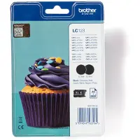 Brother LC123BKBP2DR, Schwarz, Tinte auf Pigmentbasis, 1 Stück(e), 600 Seiten, 600 Seiten, Multipack