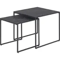 Actona Beistelltisch GROUP "Infinity", schwarz (schwarz, schwarz, matt schwarz rau), B:50cm H:45cm T:50cm, Tische, Beistelltisch, Satz mit Tischen, Schlittenbeine aus schwarzem Metall, (Set, 2 st)