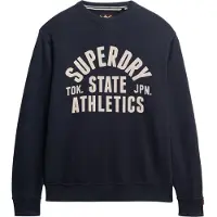 Superdry für Herren. M2014090A Athletic Essentials Marinefarbenes Sweatshirt mit Rundhalsausschnitt (M), Lässig, Baumwolle
