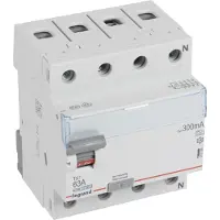 Legrand 411786 TX3 Fehlerstromschutzschalter 63A, 4-polig, 300mA, Typ A, 400VAC, 4TE
