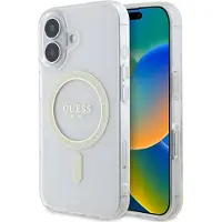 GUESS Guhmp16Mhfgeret Iphone 16 Plus 6.7 Transparentes Hardcase Iml Glitter Circle Magsafe