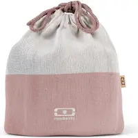 Monbento Lunch Bag MB Pochette L Natural Flamingo - Polyester and Cotton Large Lunch Tote - for Wo