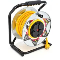 AWTOOLS Metalltrommel Verlängerungskabel Gelb Heavy Duty 30M 3X2.5 Mm 16A / 3680W / ip44 Neopren