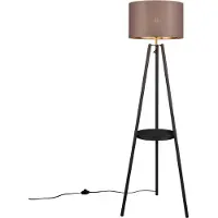 TRIO Stehende Stehlampe Colette schwarz mit taupefarbenem Farbton