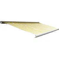 Mendler Elektrische Kassettenmarkise H124, Markise Vollkassette 5x3m Acryl Gelb/Weiß