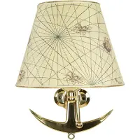 Licht-Erlebnisse Design Wandleuchte VELIERO aus Messing Papier Anker Seekarte maritime Lampe Schlafzimmer Flur