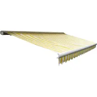 Mendler Elektrische Kassetten-Markise H124, Vollkassette Volant 5x3m Acryl Gelb/Weiß