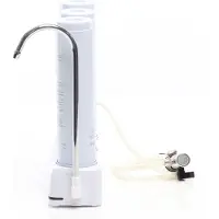 Naturewater NW-3-PPGACCTO 3 Stufen Counter Top Wasserfilter, 5 µ, PP Sediment, Aktivkohle Granulat, Aktivkohle Block Filtereinsatz, mit Universaladapter, Wasserhahn