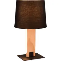 TRIO Tischleuchte mit Holz und Stoffschirm, H: 50cm