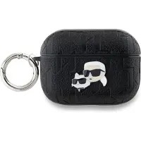 Karl Lagerfeld Klap2Pgkcpk Airpods Pro2 (2022/2023) Hülle Schwarz/Schwarz Monogramm Karl & Choupette Kopf