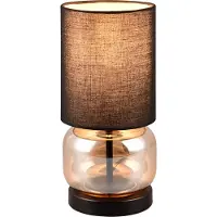TRIO Tischleuchte 28cm mit Stoffschirm und Glas Amber