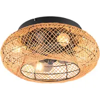 Reality TRIO Reality R67302126 LILLESAND Deckenleuchte mit Ventilator 4xE27 D500mm schwarz, beige