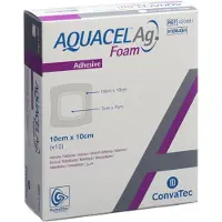 Aquacel Ag Foam adhäsiv 10x10 cm Verband 10 St