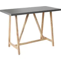 Beliani Gartentisch Grau Beton und Akazienholz Rechteckig 140x70 cm für 4 Personen Holzbeine Rustikal Terrasse Out- & Indoor Hochtisch Bartisch