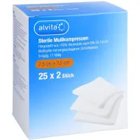 Alliance Healthcare Deutschland GmbH Alvita Mullkompressen Steril 7,5x7,5 cm 25X2 St