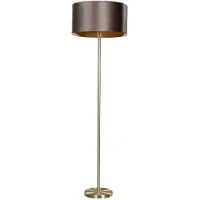 QAZQA Stehleuchte Messing mit Samt-Schirm Braun 50cm - Simplo