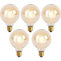 LUEDD 5er Set E27 3-Stufen dimmbar LED Glühbirnen G95 Goldline 5W 530lm 2200K